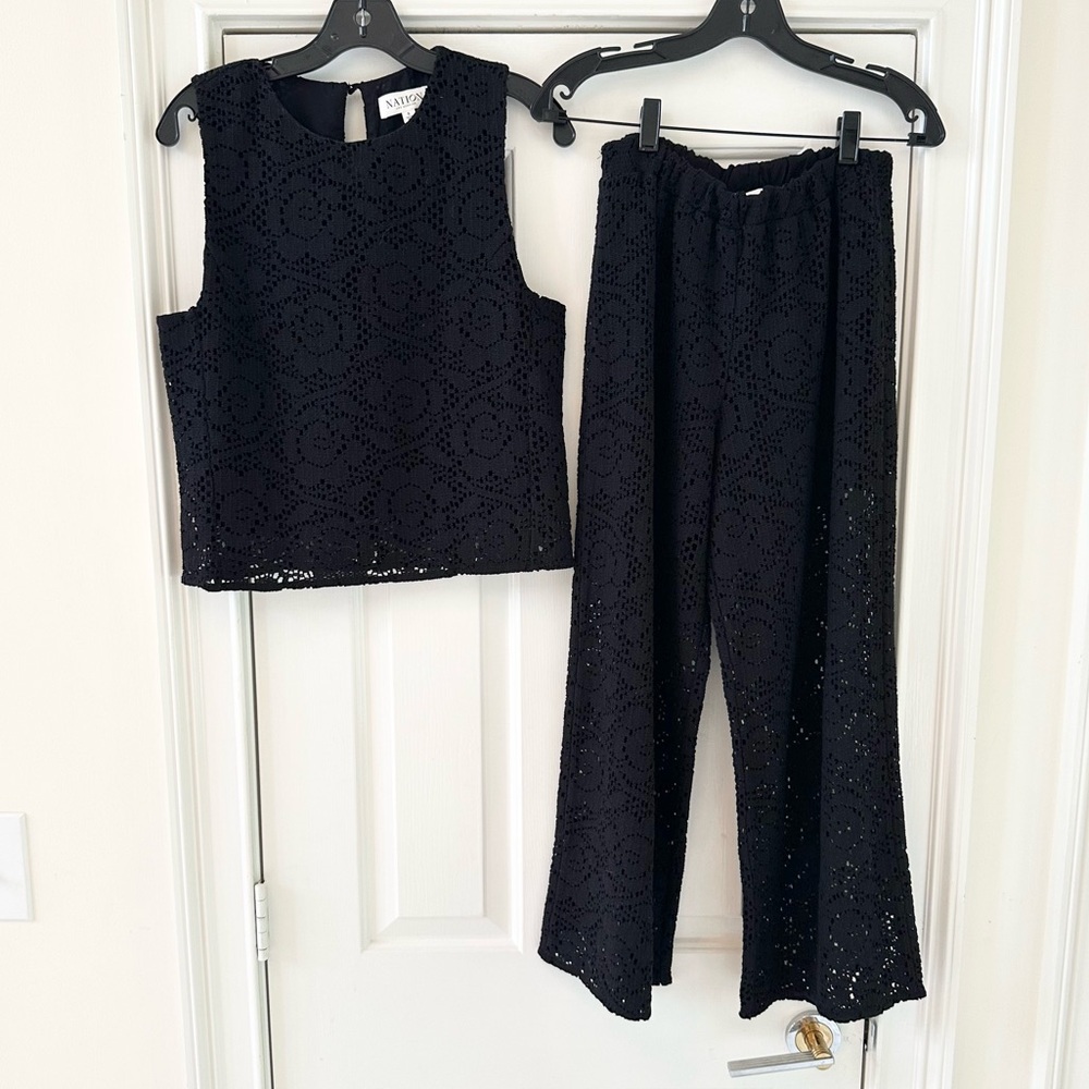 Nation LTD Sheer Black Lace Pant Set - Linney Ankle Pants & Sheri Tank